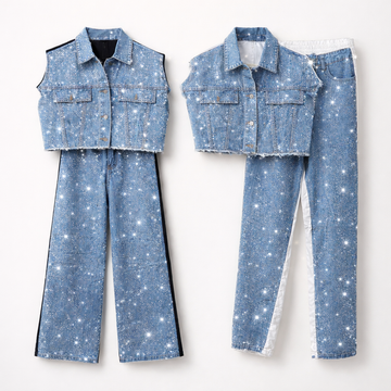 Completo denim con brillantini