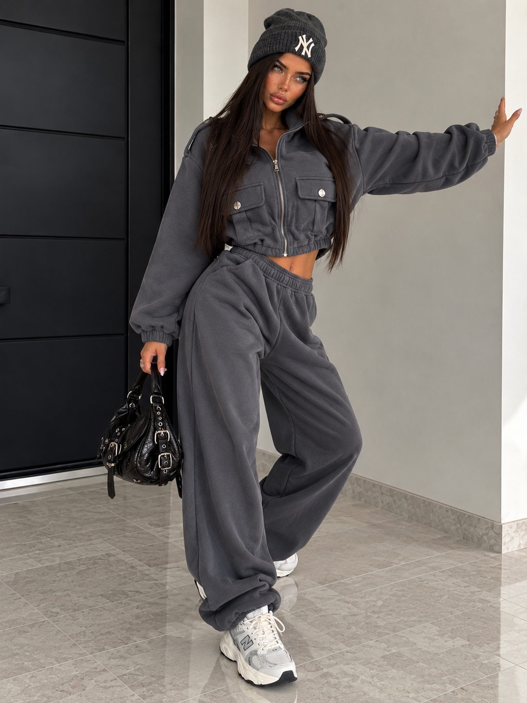 Completo Felpato Urban Cargo Grigio Scuro - R.a. Boutique