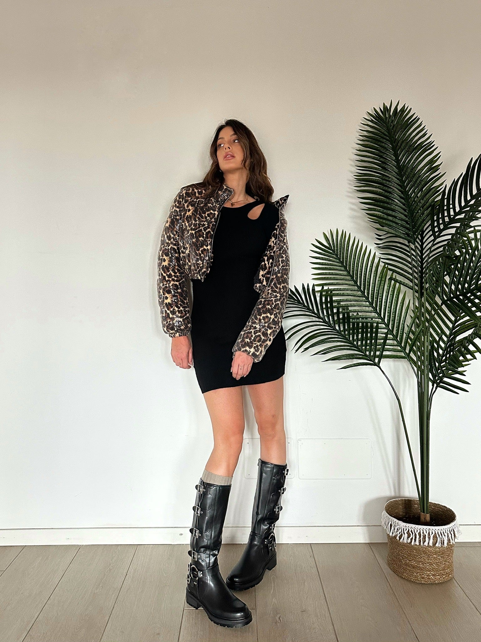 Bomber con paillettes animalier - R.a. Boutique 