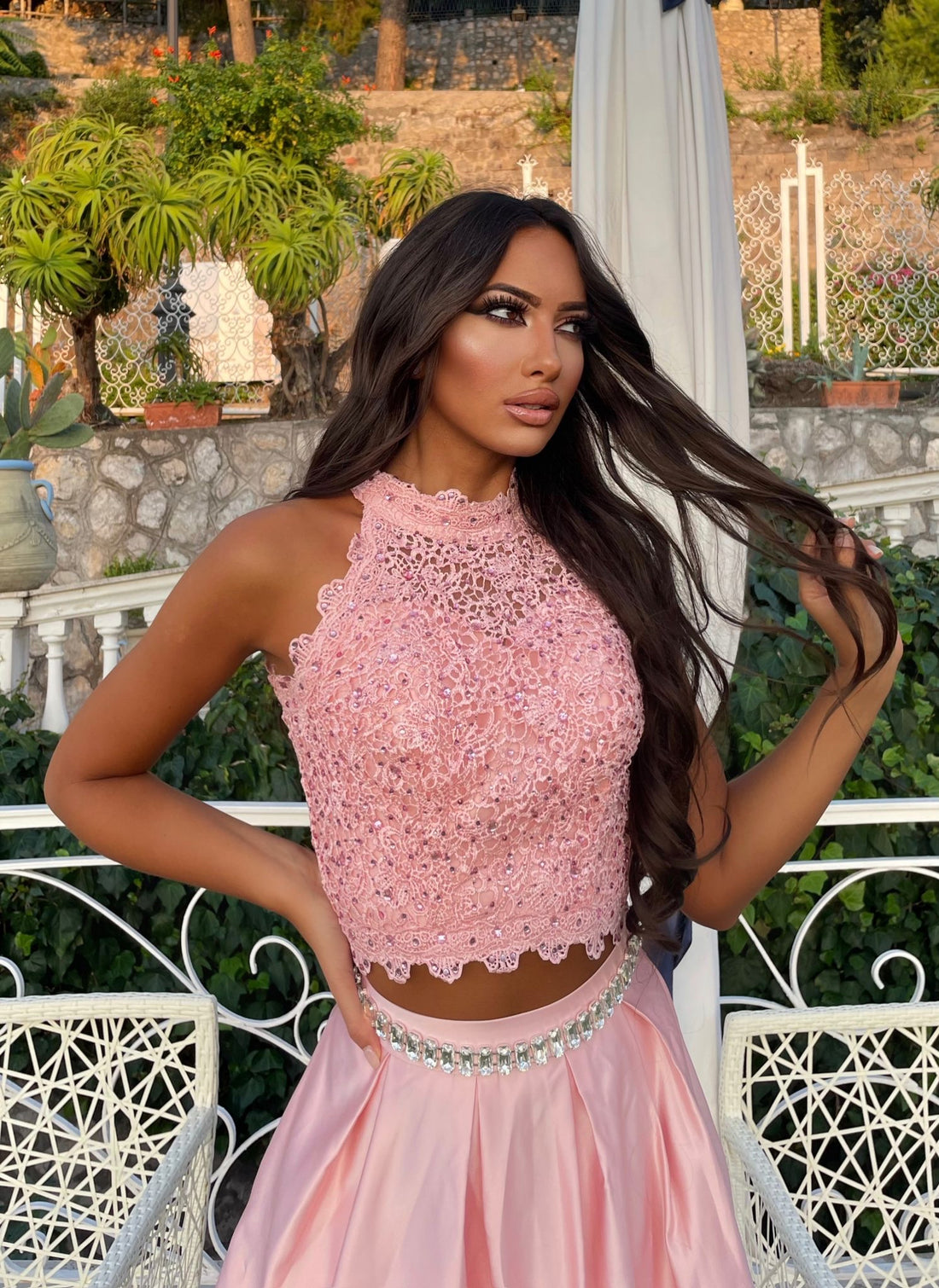 Completo da cerimonia con strass cipria - R.a. Boutique 