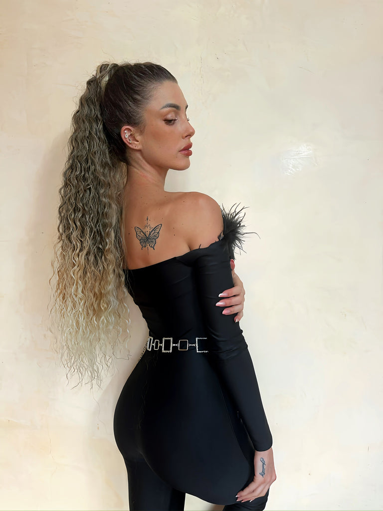 Chignon Postiche Bouclé Couleur Blond Cuivré Clair - Accessoire Cheveux Synthétique