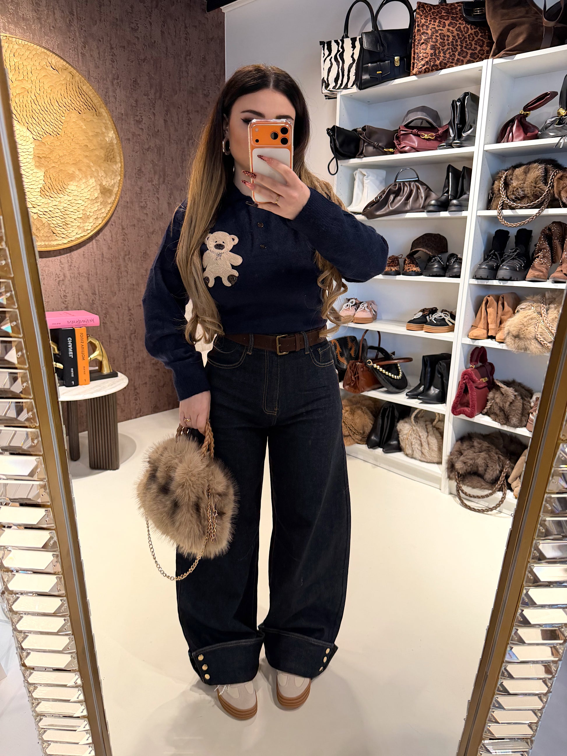 Jeans Turn Up Wide Leg con cintura - R.a. Boutique