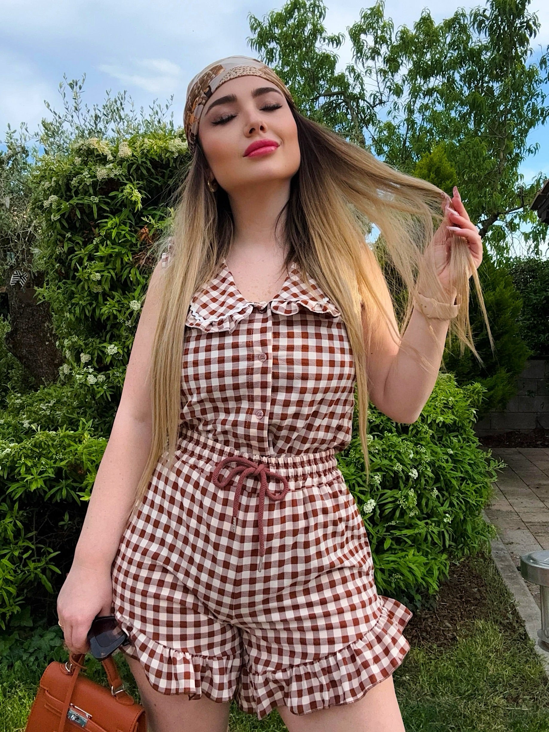 Top a quadri con scollo - R.a. Boutique