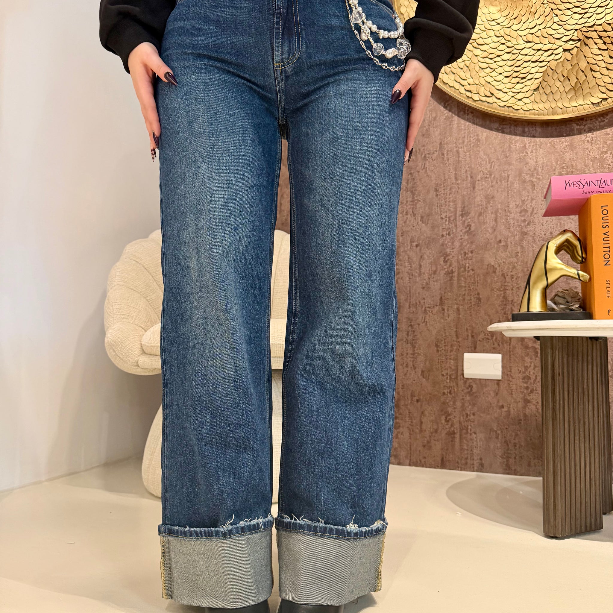 Jeans Wide Leg Chain - R.a. Boutique