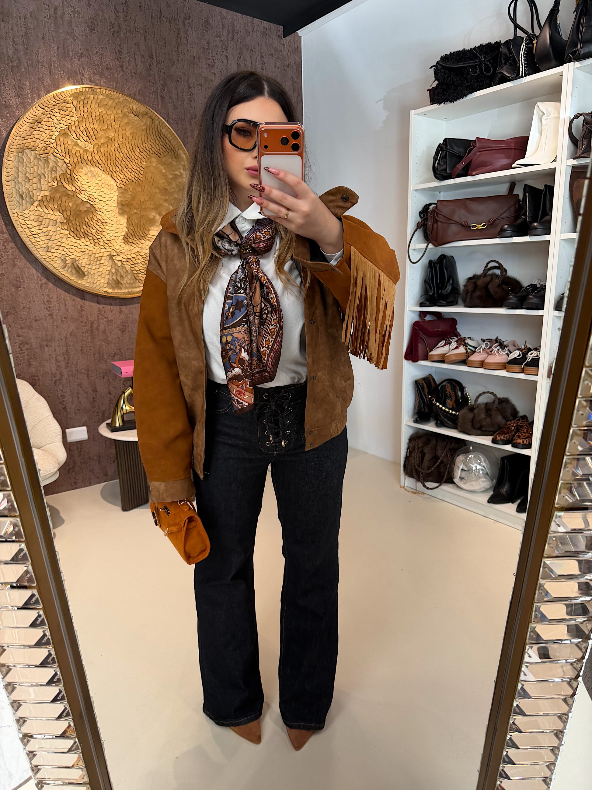 Foulard con dettaglio marrone - R.a. Boutique