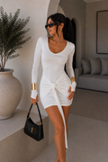 Abito manica lunga bianco con nodo - R.a. Boutique