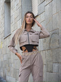 Completo giacca e pantalone cargo Camel - R.a. Boutique 