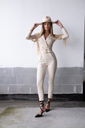 Tuta beige con cintura - R.a. Boutique 