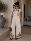 Completo Camicia pantaloni con ricami bianca - R.a. Boutique
