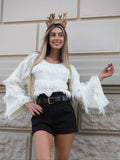 Maglione bianco con frange - R.a. Boutique 