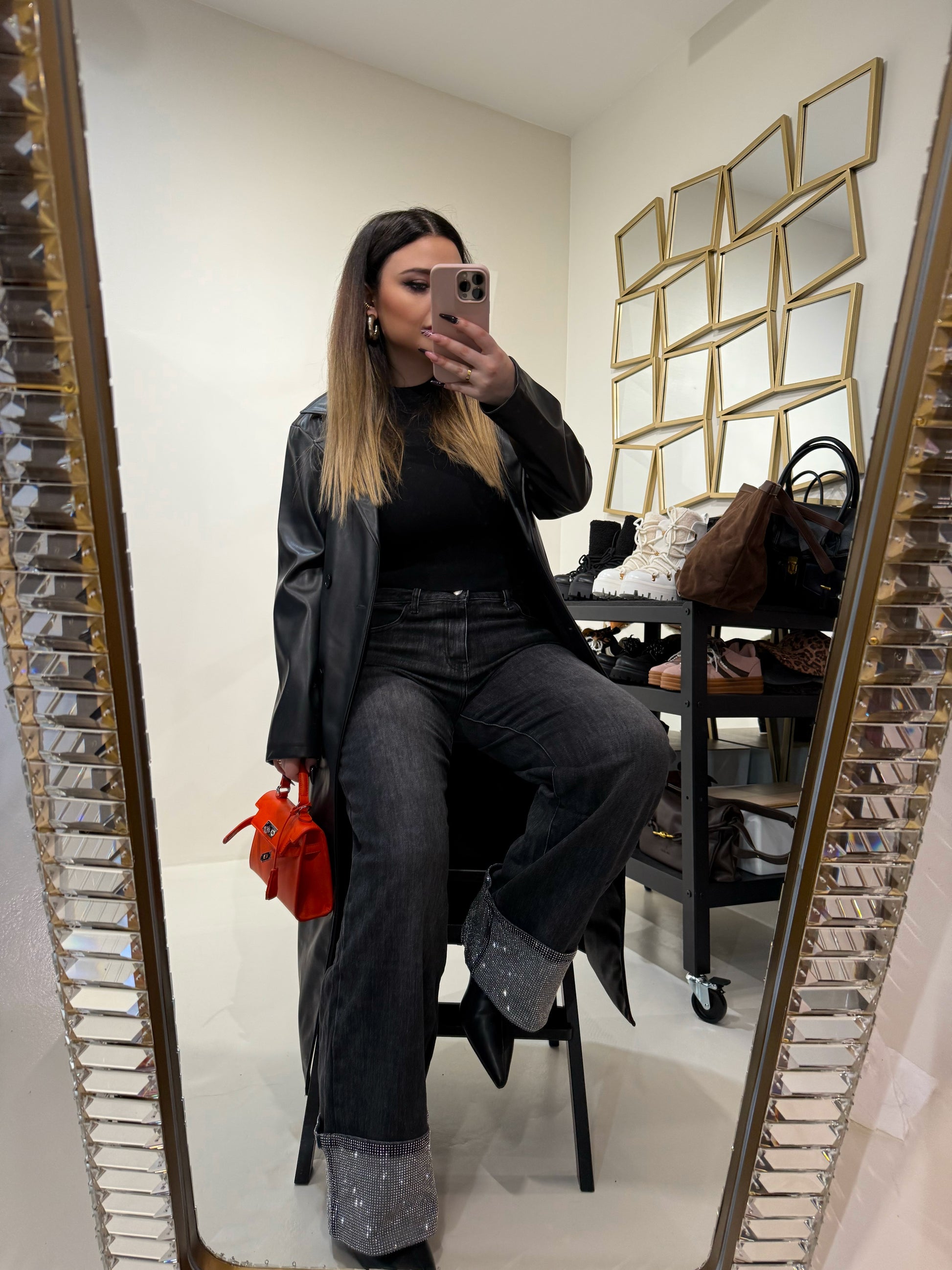 Giacca lunga in ecopelle - R.a. Boutique