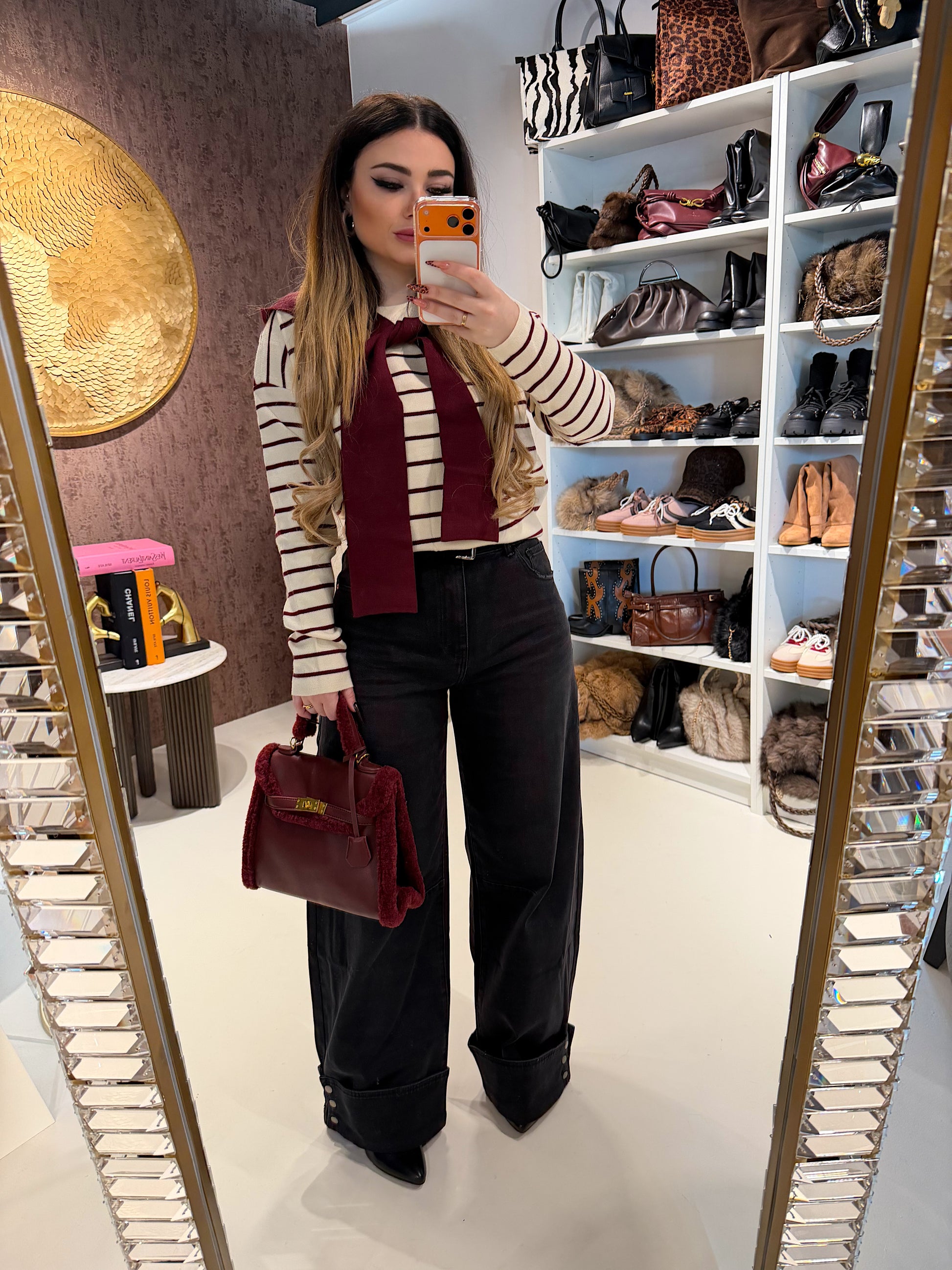 Maglia Parisienne a righe con spalla sciarpa - R.a. Boutique