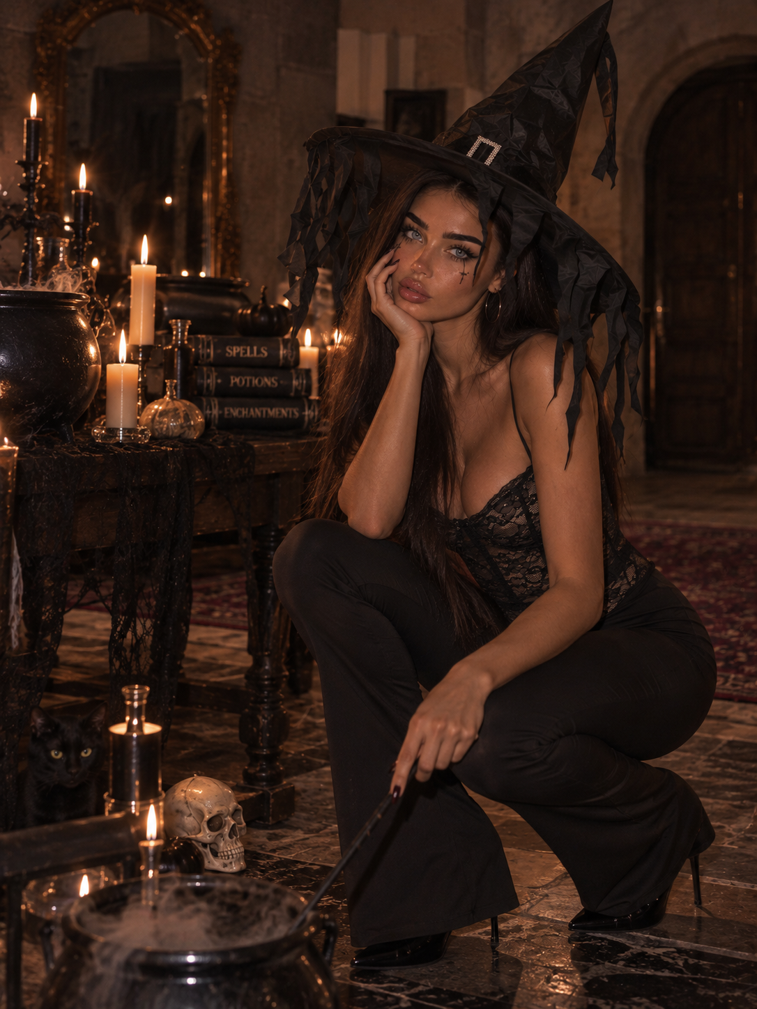 MIDNIGHT WITCH-Tuta Nera con Corpetto in Pizzo - R.a. Boutique