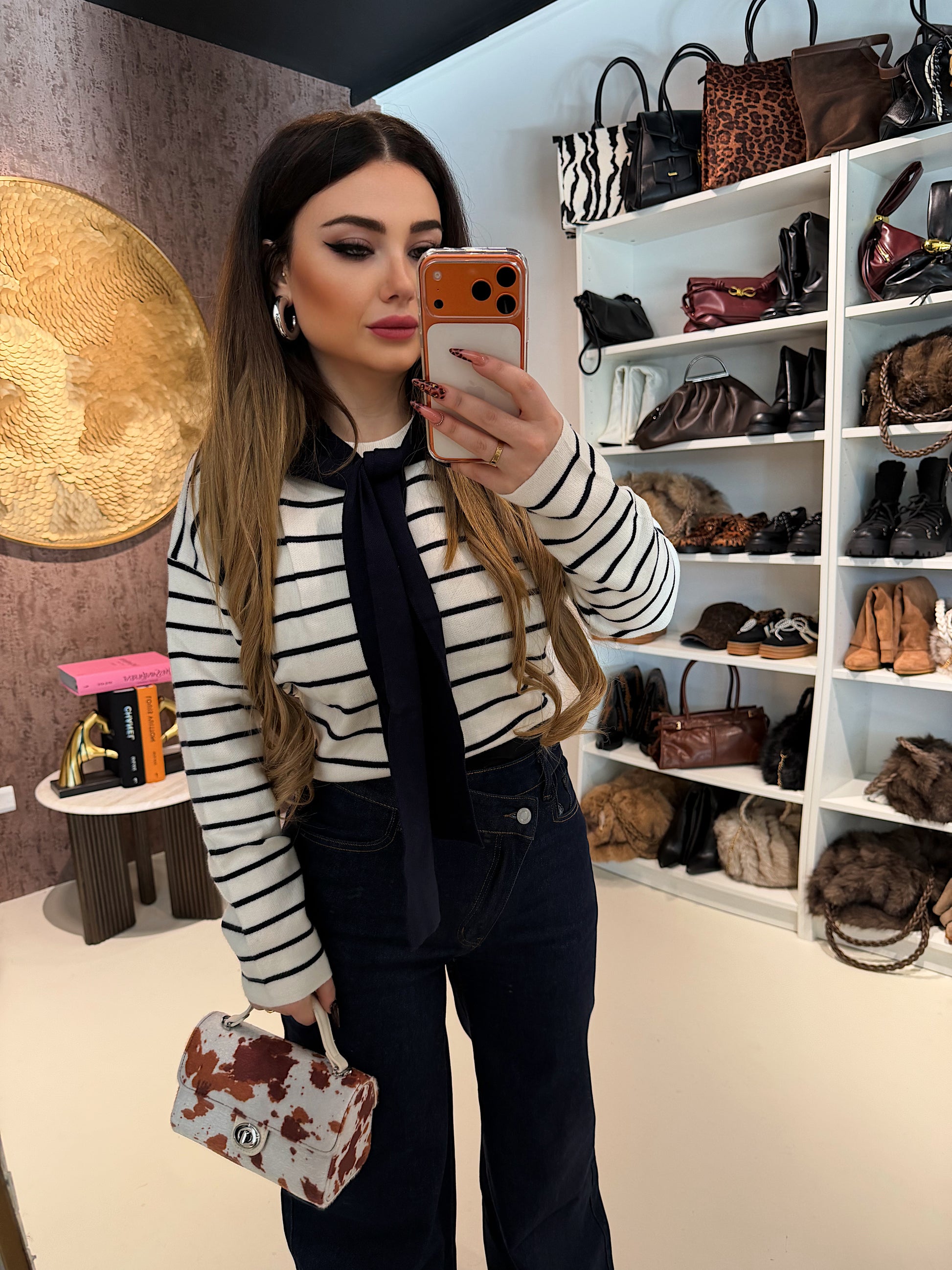 Maglia Parisienne a righe con spalla sciarpa - R.a. Boutique