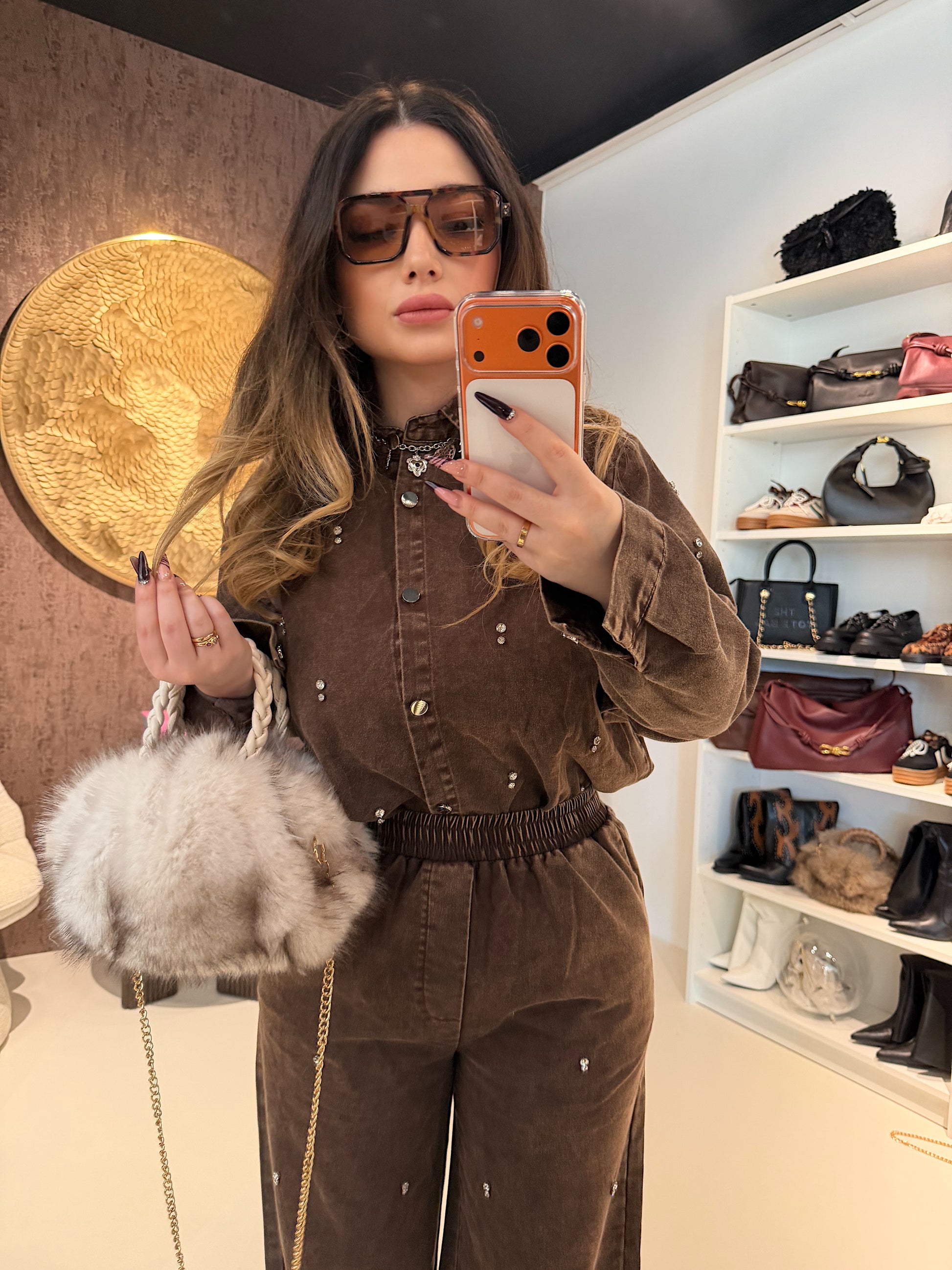 Completo denim dark con strass - R.a. Boutique