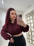 Felpa cropped con cappuccio - R.a. Boutique