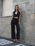 Completo smanicato e pantalone gessato nero - R.a. Boutique 