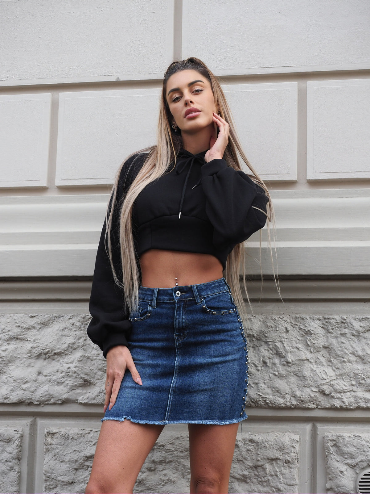 Set Gonna In Jeans Donna - Top Senza Maniche E Gonna Aderente Con Spacco (2 Pezzi, Taglie S-3XL)