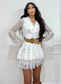Abito in pizzo a balze bianco - R.a. Boutique