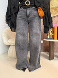 Jeans Grigio a Zampa Larghissima Effetto Vintage - R.a. Boutique