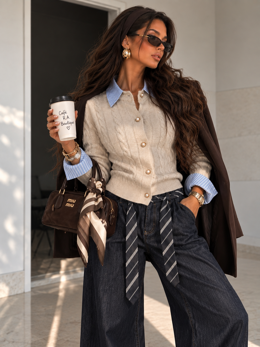 Maglioncino a Trecce con colletto e polsino a camicia - R.a. Boutique