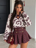 Maglione Floral Chic con Scollo a Goccia – Bordeaux - R.a. Boutique
