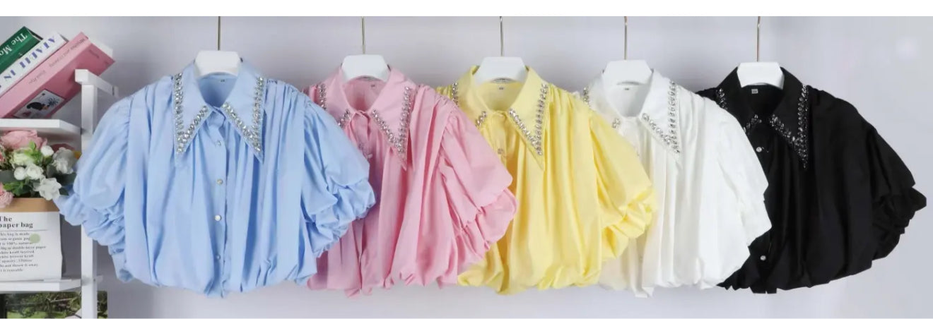 Camicetta con strass al collo - R.a. Boutique