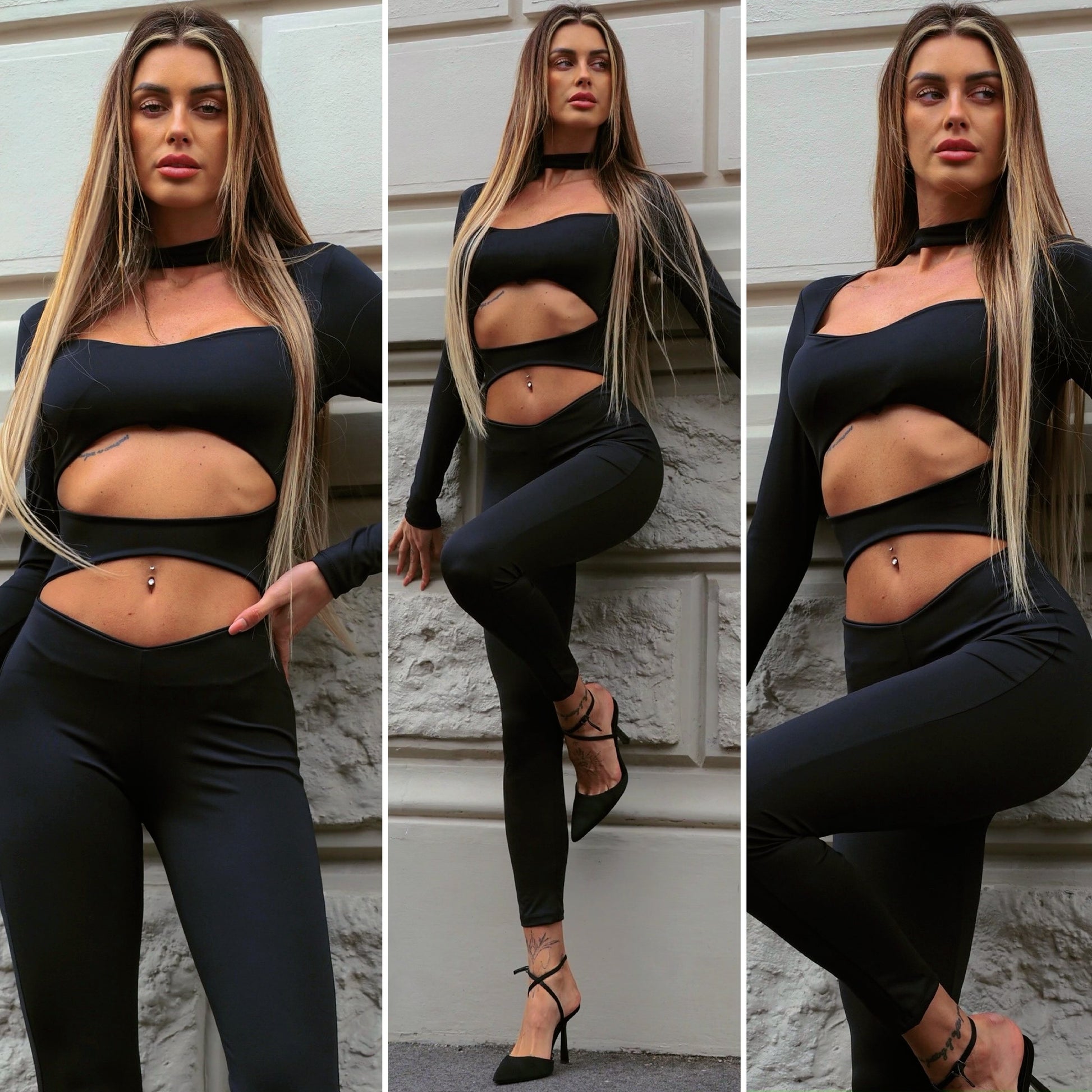 Tuta nera a fasce - R.a. Boutique 