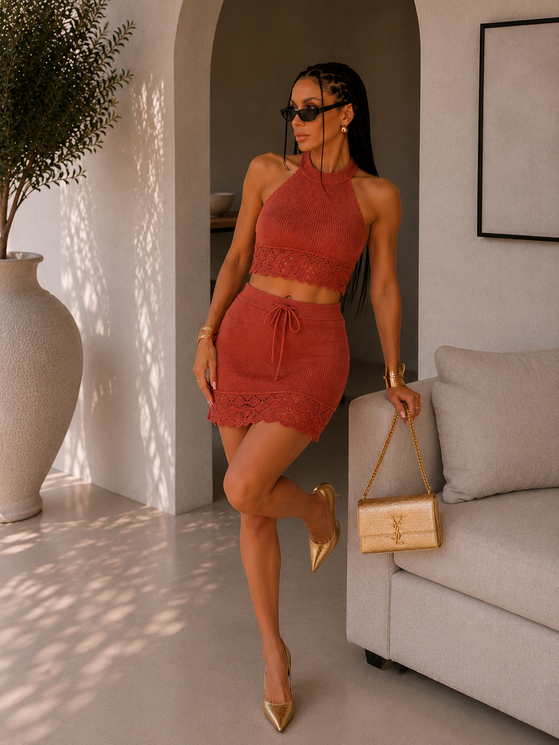 Completo crochet top e gonna vari colori - R.a. Boutique