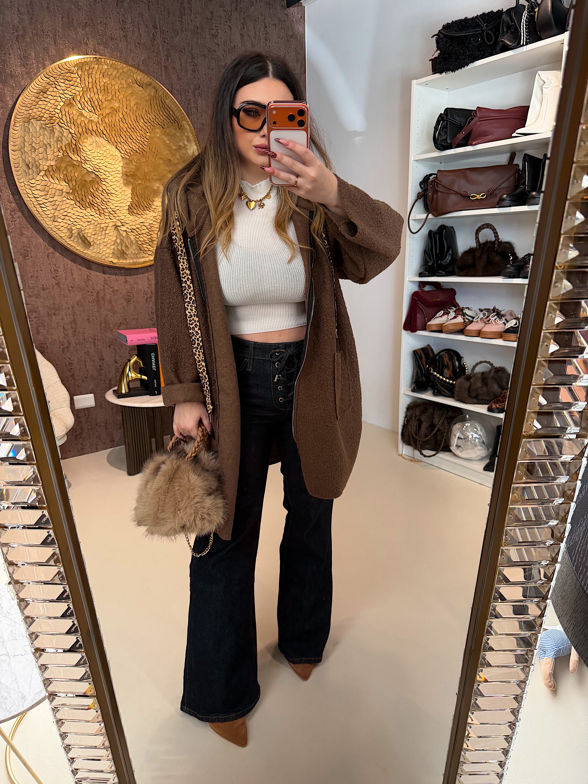 Cardigan Morbido con Cappuccio e laccio Animalier - R.a. Boutique