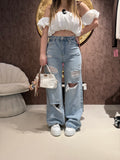 Jeans Wide Leg Strappi e Borchie - R.a. Boutique