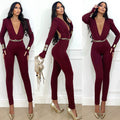 Tuta aderente scollo a V e schiena nuda bordeaux - R.a. Boutique