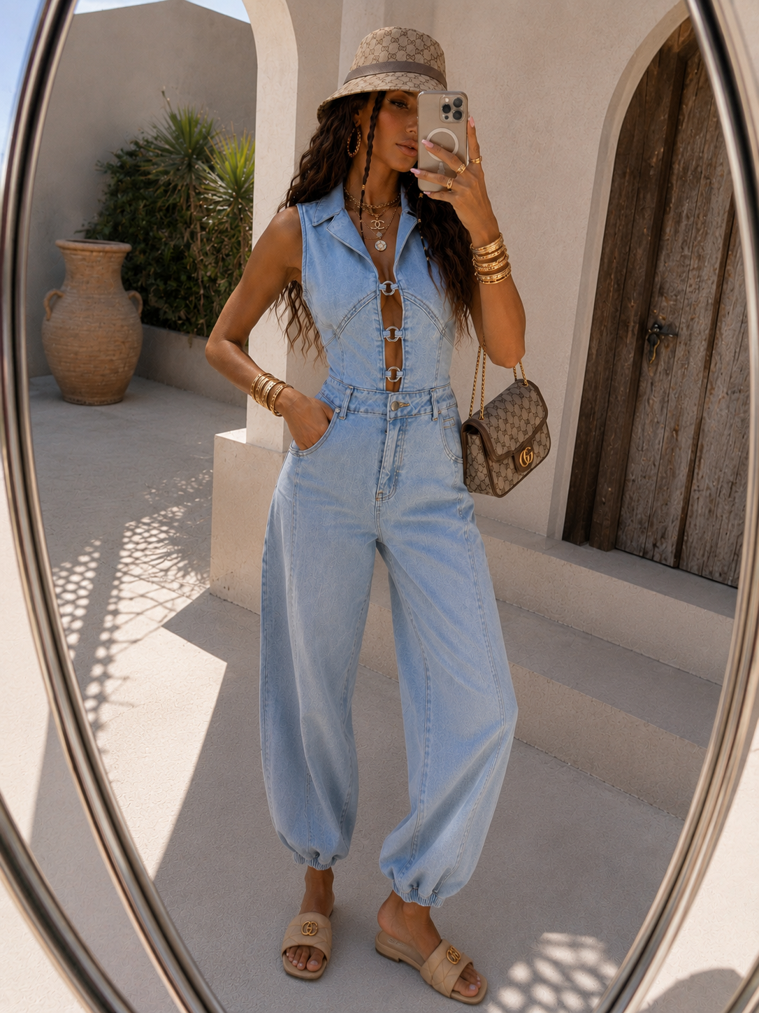 Salopette in jeans con cerchi - R.a. Boutique
