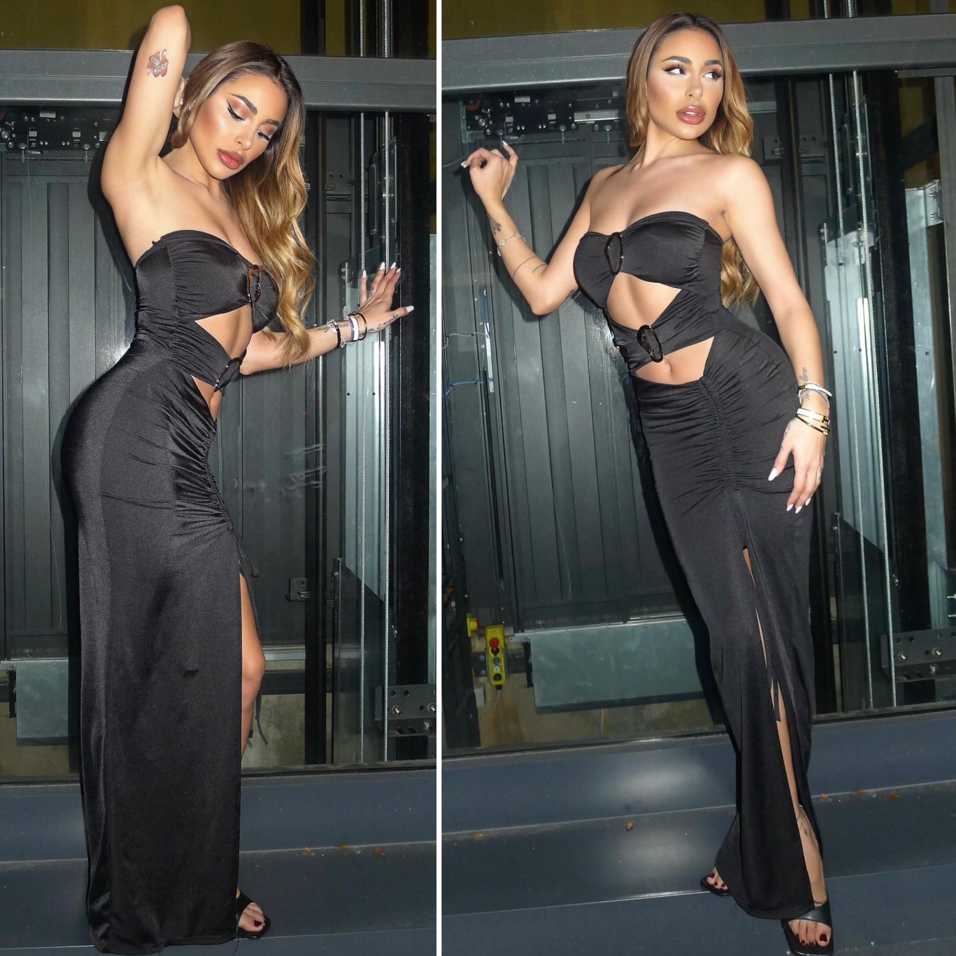 Abito a fascia con gioiello nero - R.a. Boutique