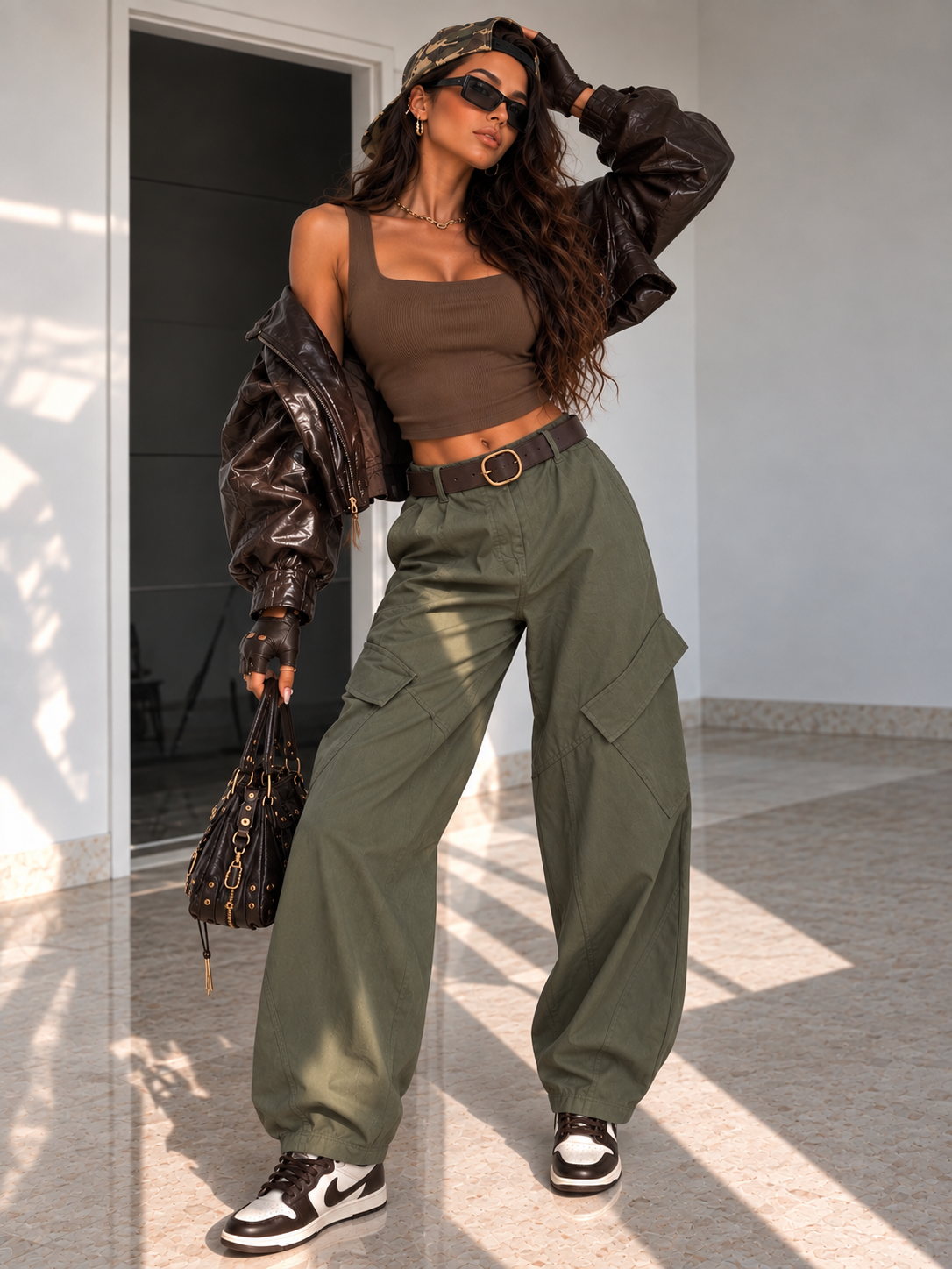 Pantalone Cargo Balloon con Cintura - R.a. Boutique