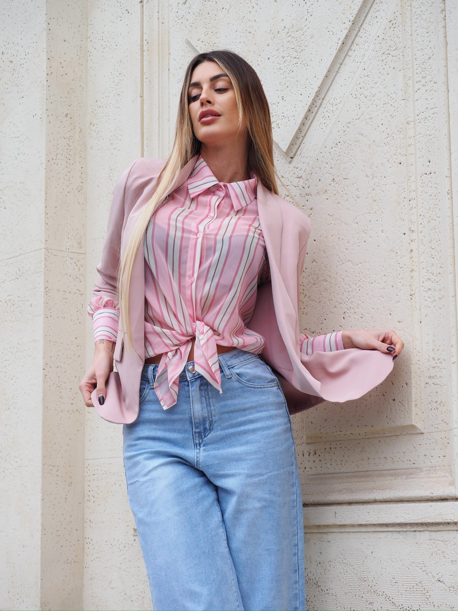 Camicia a righe rosa - R.a. Boutique 