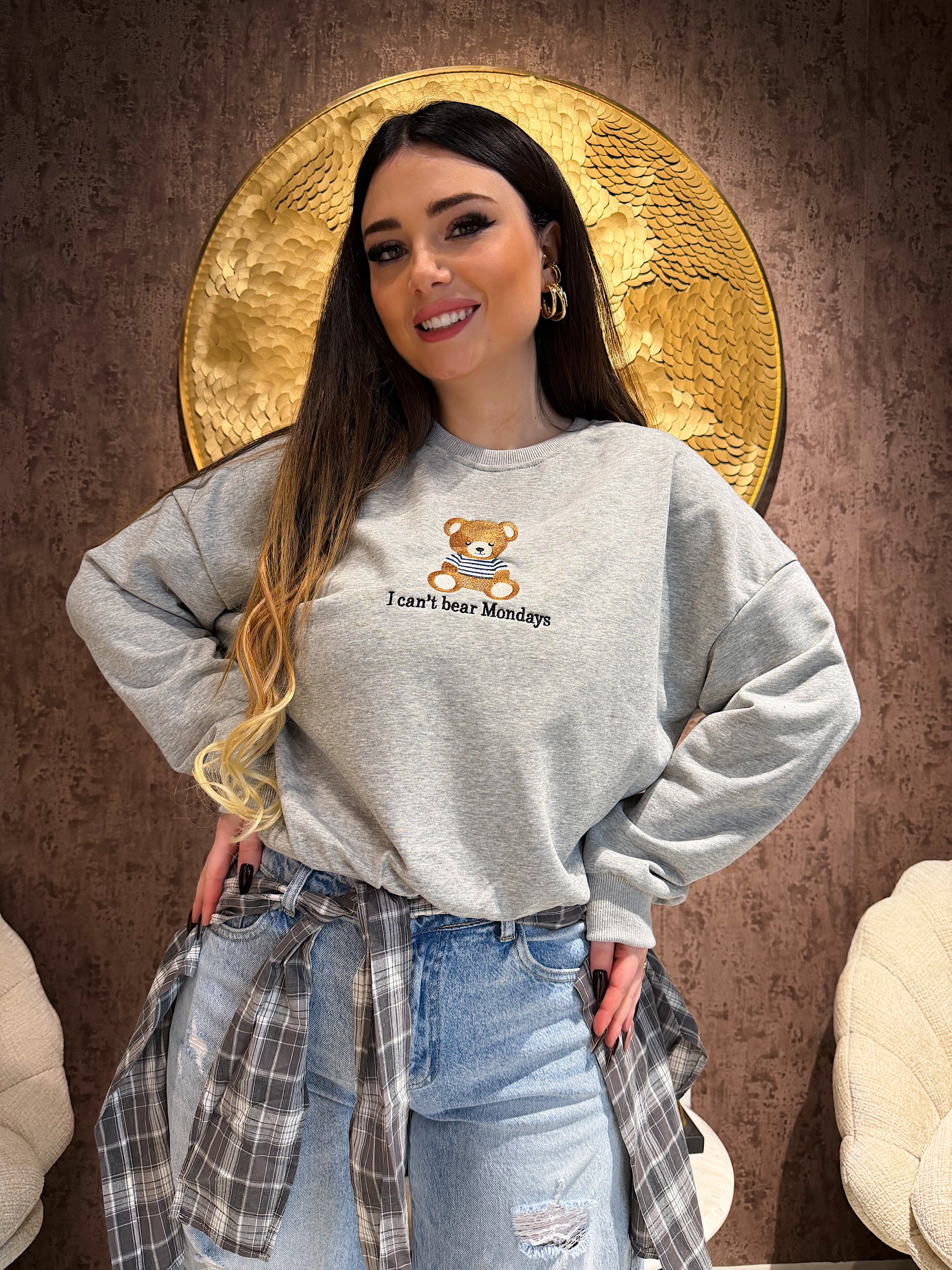 Felpa primaverile i can’t bear teddy monday - R.a. Boutique