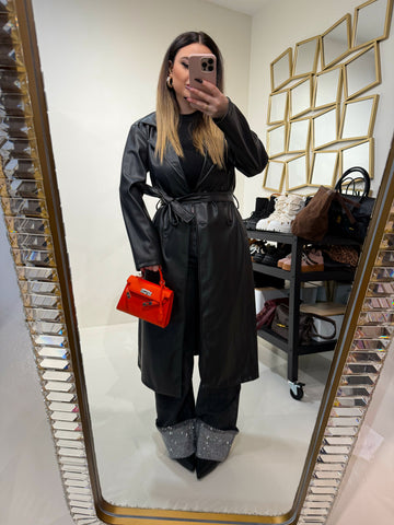 Giacca lunga in ecopelle - R.a. Boutique