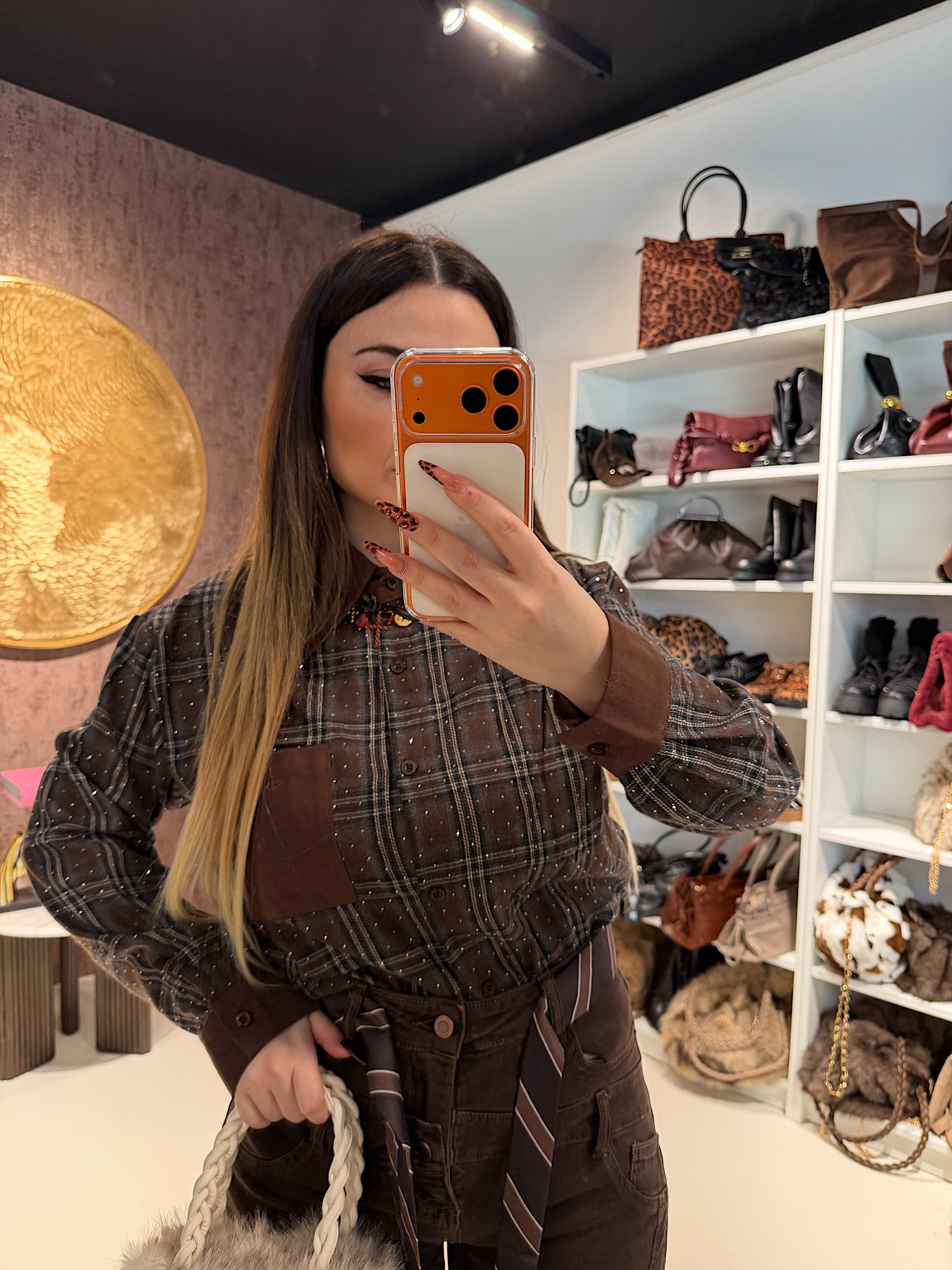 Camicia a quadri con brillantini ￼ - R.a. Boutique