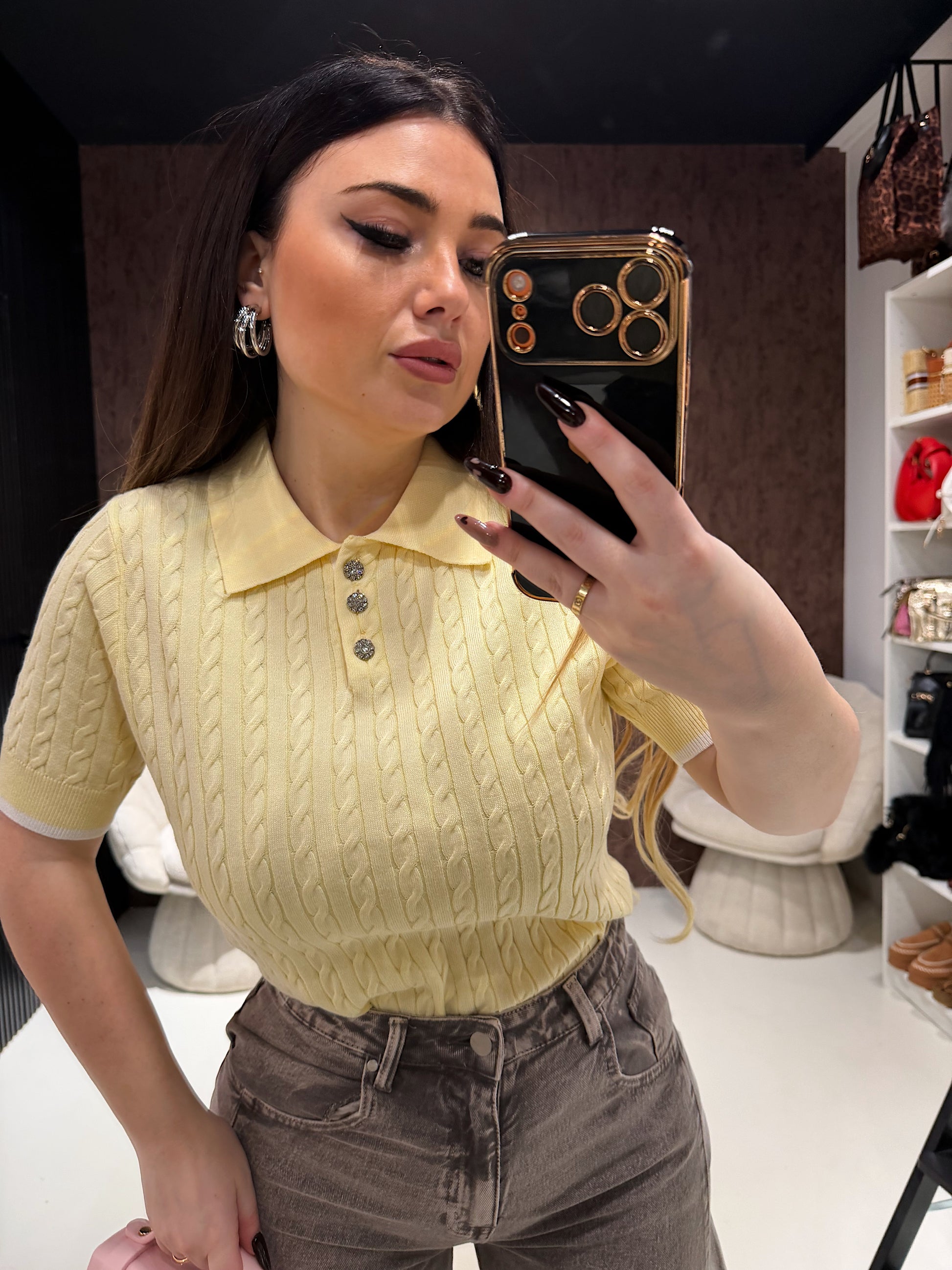 Polo a Trecce bottoni gioiello - R.a. Boutique