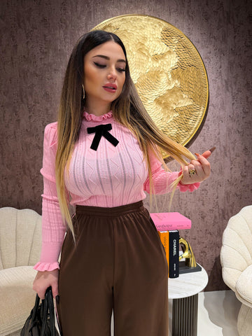 Maglioncino manica lunga con fiocchetto - R.a. Boutique