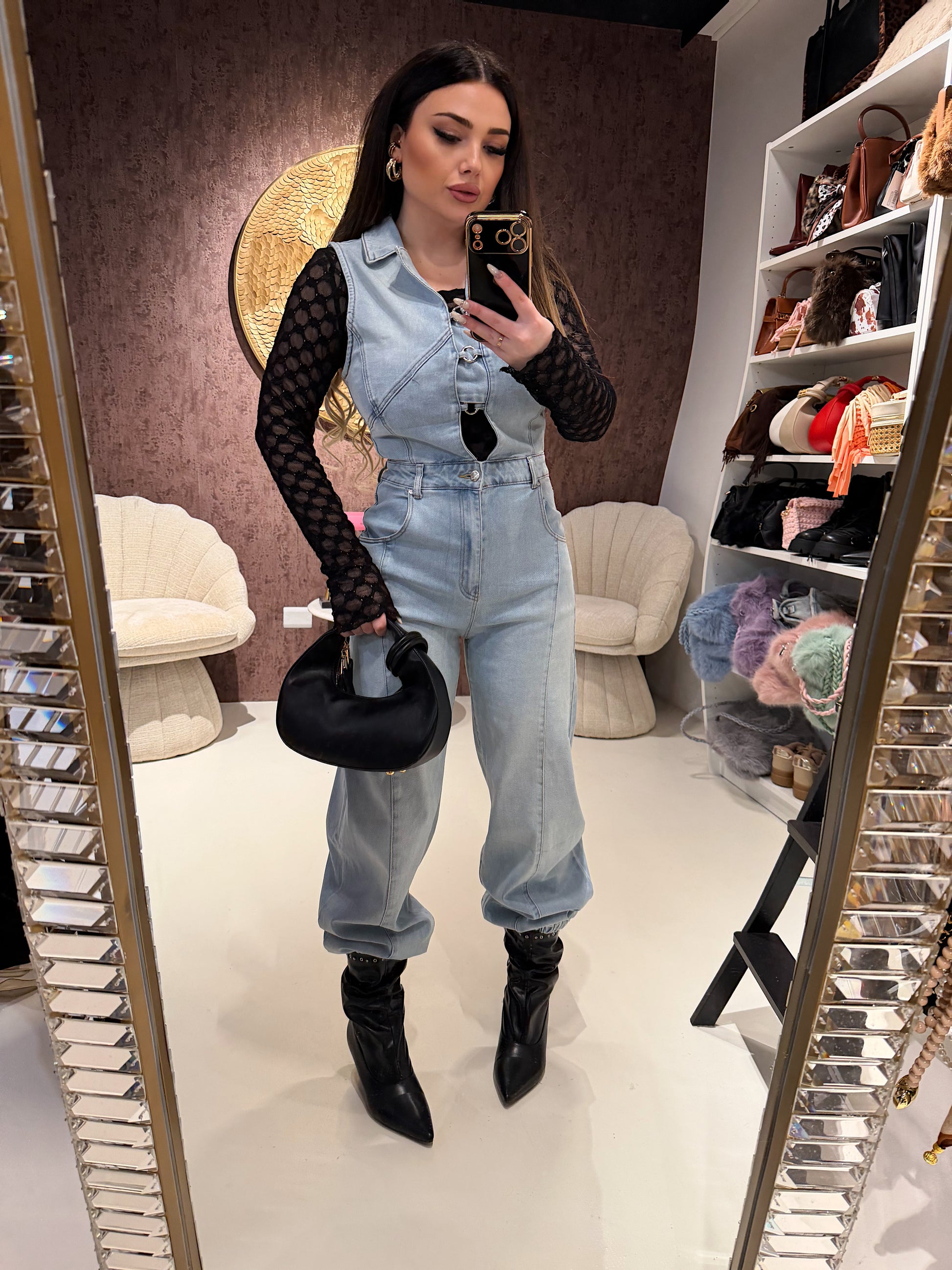 Salopette in jeans con cerchi - R.a. Boutique