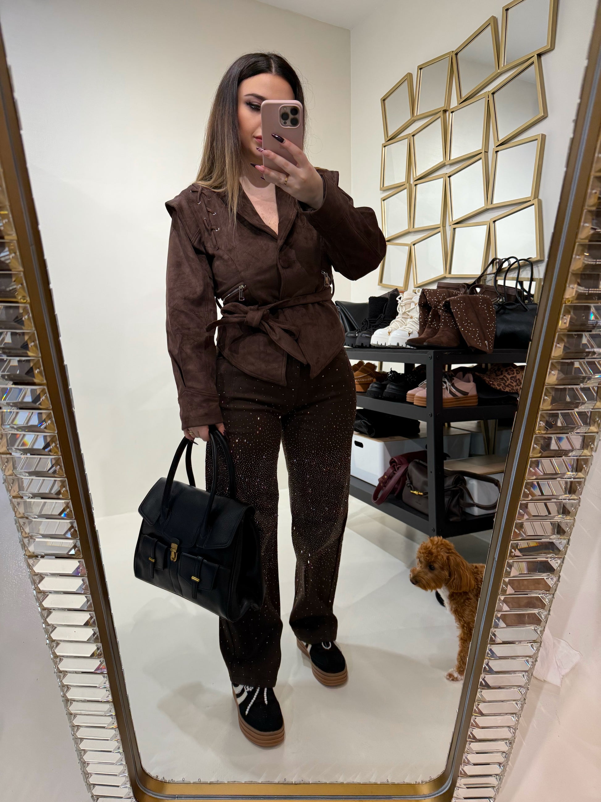 Giacca in Suede con Cintura - R.a. Boutique