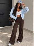 Pantalone a Zampa con Cucitura Frontale – Marrone Chocolate - R.a. Boutique