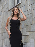 Abito midi con bottoncini oro - R.a. Boutique 