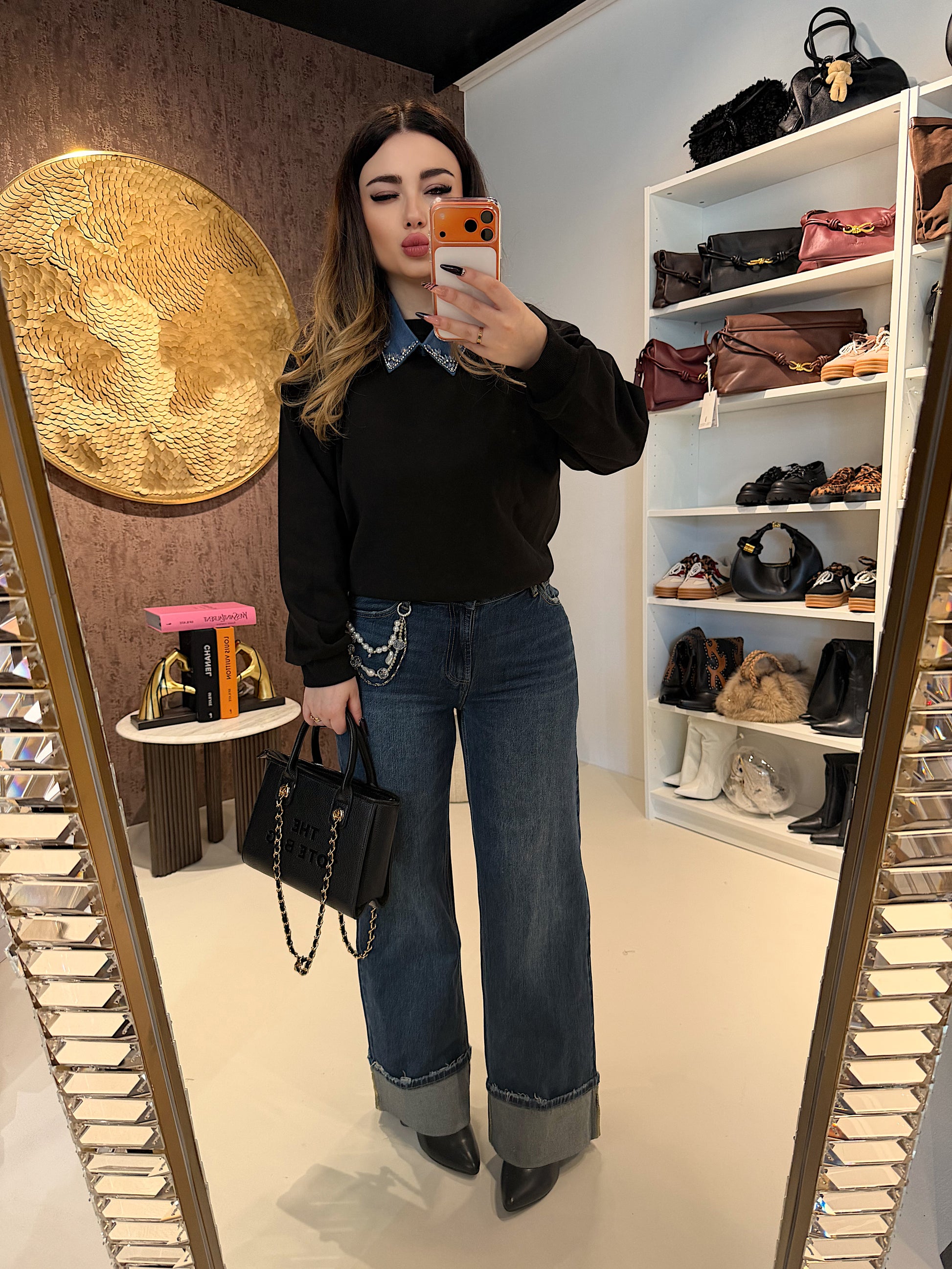 Jeans Wide Leg Chain - R.a. Boutique