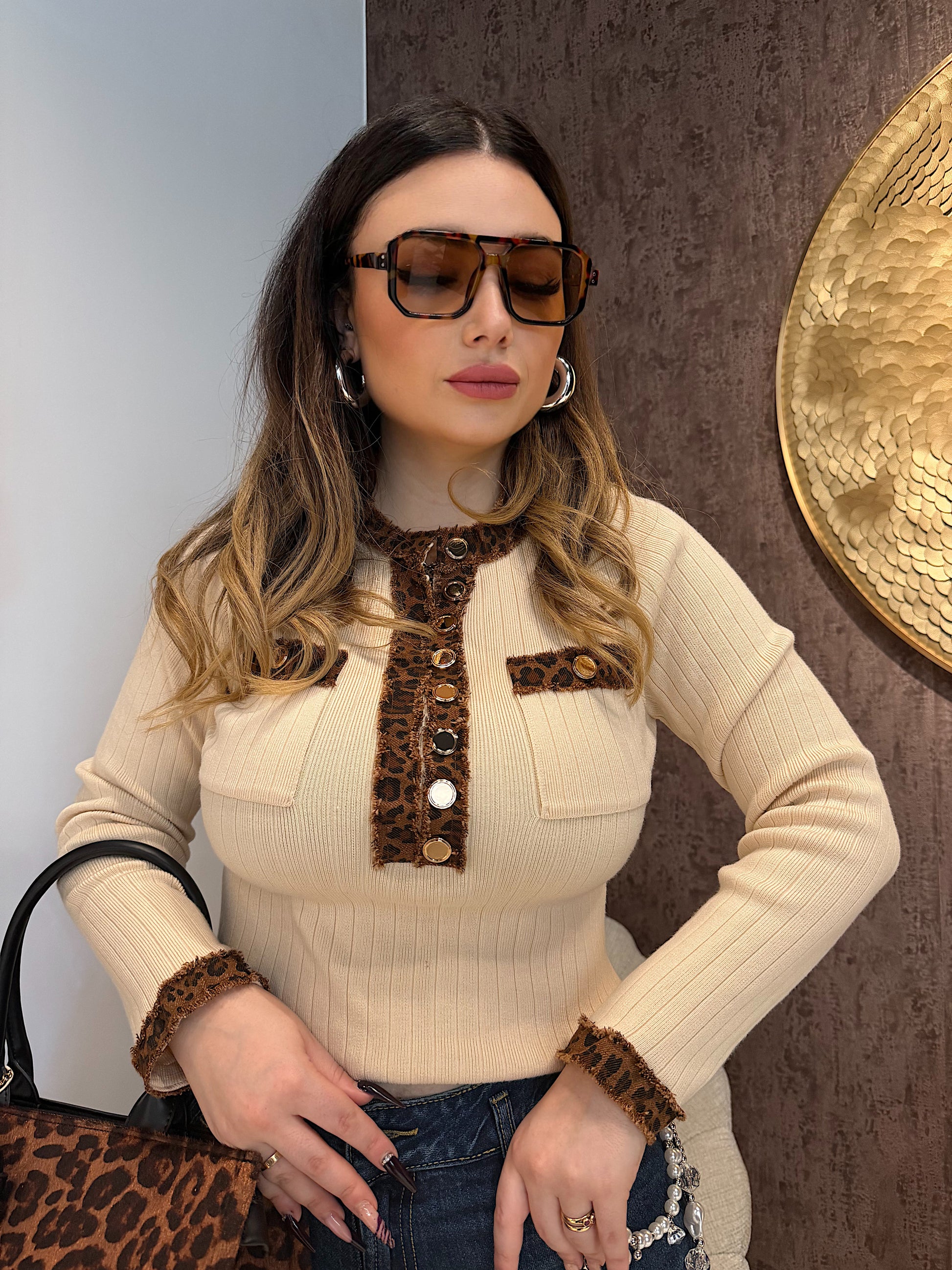 Maglioncino con dettaglio animalier - R.a. Boutique