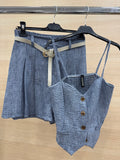 Completo top e short con cintura color jeans - R.a. Boutique