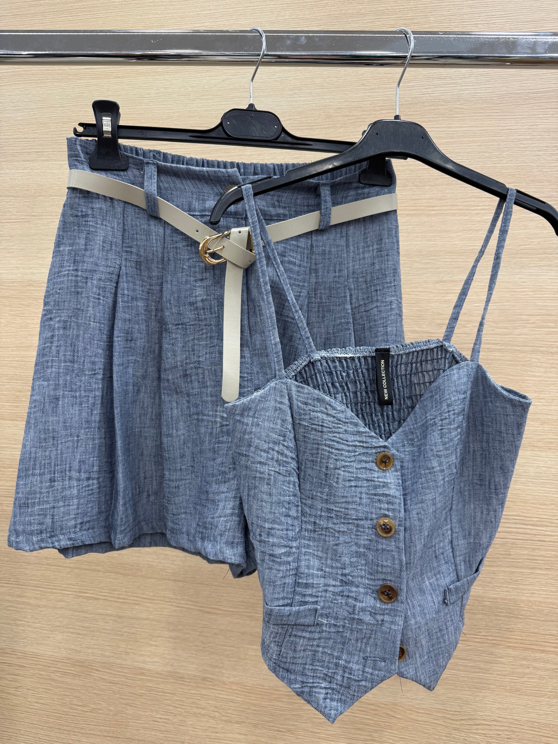 Completo top e short con cintura color jeans - R.a. Boutique