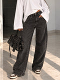Jeans Barrel Black Washed Star Pockets - R.a. Boutique